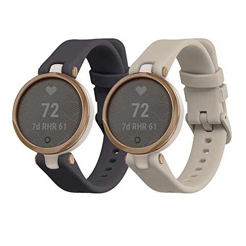 kwmobile 2x Straps for Garmin Lily Sport Watch Strap - Silicone Replacement Watch Strap Set - Replacement Bands Lavender/Beige