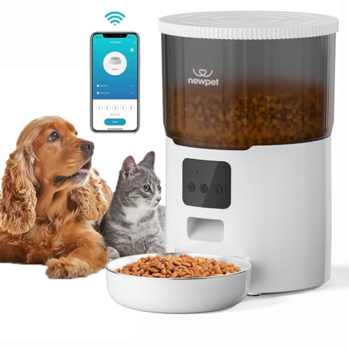 Alimentador Automático Cães Gatos Pets,4L Tuya APP Alimentador Pet Gato Cão Automático Wi-fi Smart Programável 1-4 Refeições por Dia