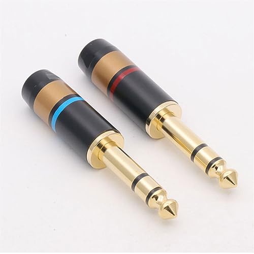 Enchufe estéreo de 1/4 pulgadas y conector macho Jack de 6,35mm bicolor para audio analógico 6