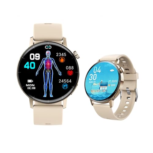 Wizvox 2025 Reloj Hombre Inteligente - 𝐀zúc𝐚𝐫 En 𝐒𝐚𝐧g𝐫e 1.43' Relojes Inteligentes Mujer Conectividad Bluetooth Sueño Compañero De Moda F67s0509,White