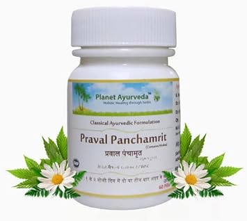 Planet Ayurveda Praval Panchamrit | The Ayurvedic Treatment of Bloating| Natural Digestive System Support | Maintain Healthy Urinary System | 60 Veg Capsules Each, Pack of 1