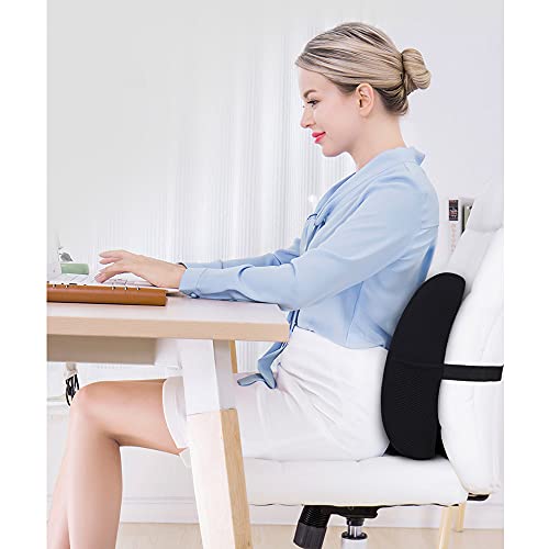 Bluesalt Back Cushion Massage Particles Design Memory Foam Lumbar Support Pillow With Adjustable Strap Effective Back Pain Relief Posture Improved For Office Chair, Car (Pink) #TOP3