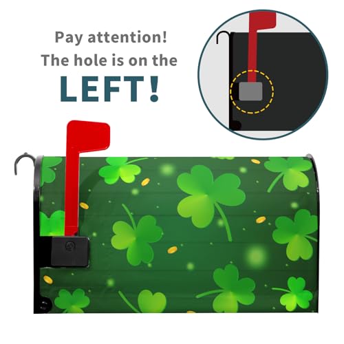 Image of St Patricks Day Mailbox Covers Magnetic Standard Size 18 X 21 Inch Green Shamrocks Mailbox Cover Spring Lucky Clover Magnetic Mailbox Wraps Holiday Post Letter Box Cover for Garden Yard Outside Decor