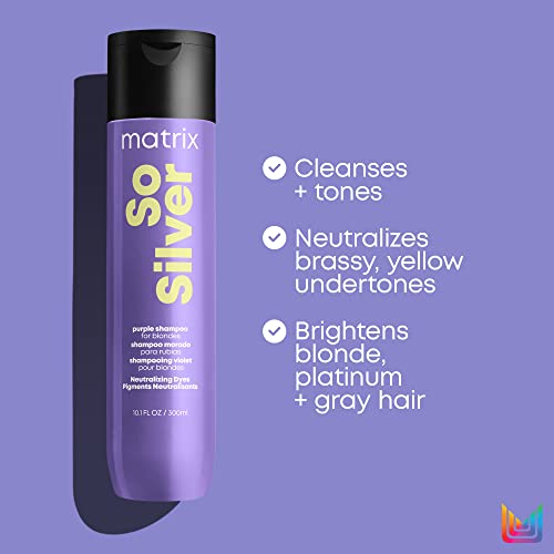 Matrix So Silver Purple Shampoo, Conditioner, & Miracle Creator Set | Neutralizes Yellow Tones & Nourishes Dry Hair | For Blonde, Grey, & Platinum Hair | For Color Treated Hair | Packaging May Vary #TOP5