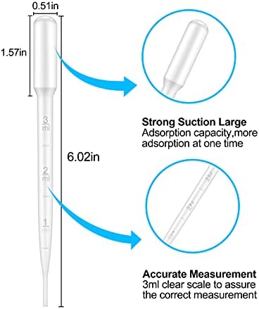 50 Pcs 3ml Plastic Transfer Pipettes Dropper,Transparent Graduated Pasteur Dropping Pipette,Measuring Pipettors for Essential Oils Perfume Makeup Tool and Lab