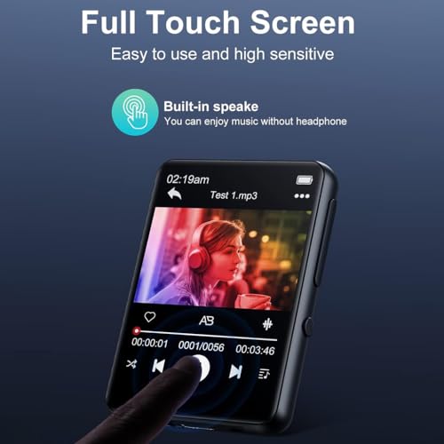 Image of AUDIOCULAR M31 16GB Portable Mp3 Music Player with Bluetooth, 2.4 inch LCD Touch Screen, Video Playback, Built-in Speaker, Voice Recording Function Mini HiFi Lossless Digital Audio Player (16GB - Black)