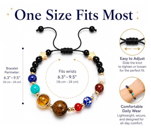 Image of Navgrah 9 Planet Bead Rakhi for Brother, Solar System Bracelet, Handcrafted, with Roli Chawal, Raksha Bandhan Gift Set