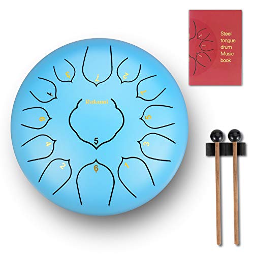 12 Inch 13 Note Steel Tongue Drum Percussion Instrument Lotus Hand Pan Drum with Drum Mallets Carry Bag - Thumbnail 2