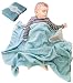 Muslin Baby Blankets for Girls Boys-Mebien Receiving Stroller Crib Nursery Bedding Lightweight Blanket Quilt Swaddle -Infant Toddler Newborn Unisex -Baby Shower Registry Gifts- Turquoise&Grey 38x42