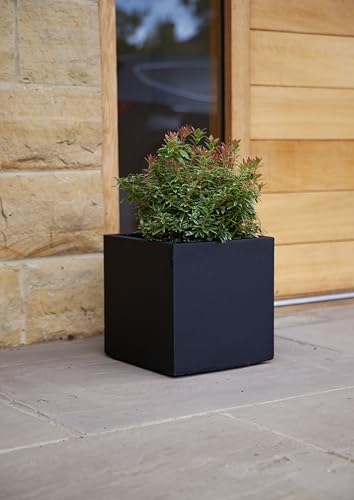 40cm Black Urban Square/Cube/Box Planter - Flower Pot- Modern - Contemporary - Landscape Design - Stonelite/Improved Fibreclay
