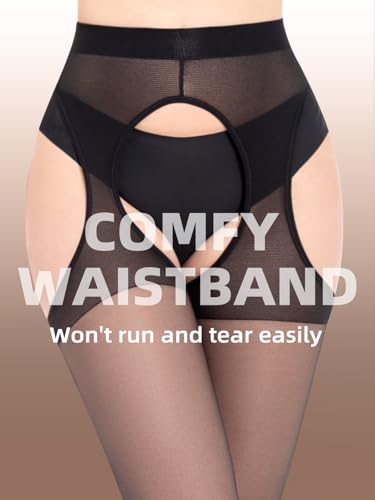 MANZI Suspender Pantyhose for Women 30D Sheer Garter Belt Tights Thigh High Stockings3