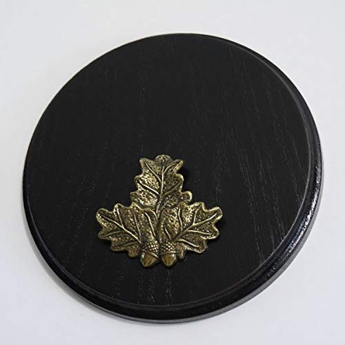 GTK - Geweihe & Trophäen KRUMHOLZ Keilerschild Keilerbrett Gewaffbrett Trophäenschild rund dunkel AF 15 cm mit Eichenlaub Deckblatt
