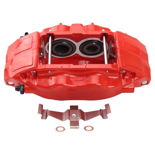 Image of TRQ Performance Front Brake Caliper Set Painted Red Brackets | For 2004-2005 Subaru Impreza