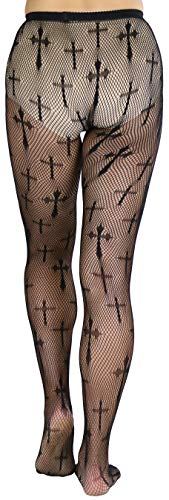 ToBeInStyle Women's Full Footed Gothic Cross Pantyhose2
