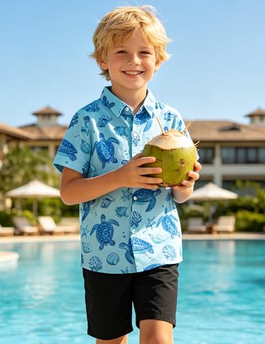 Image of Boys Hawaiian Shirt Kids Button Down Aloha Beach Hawaii Tops 5-14Y