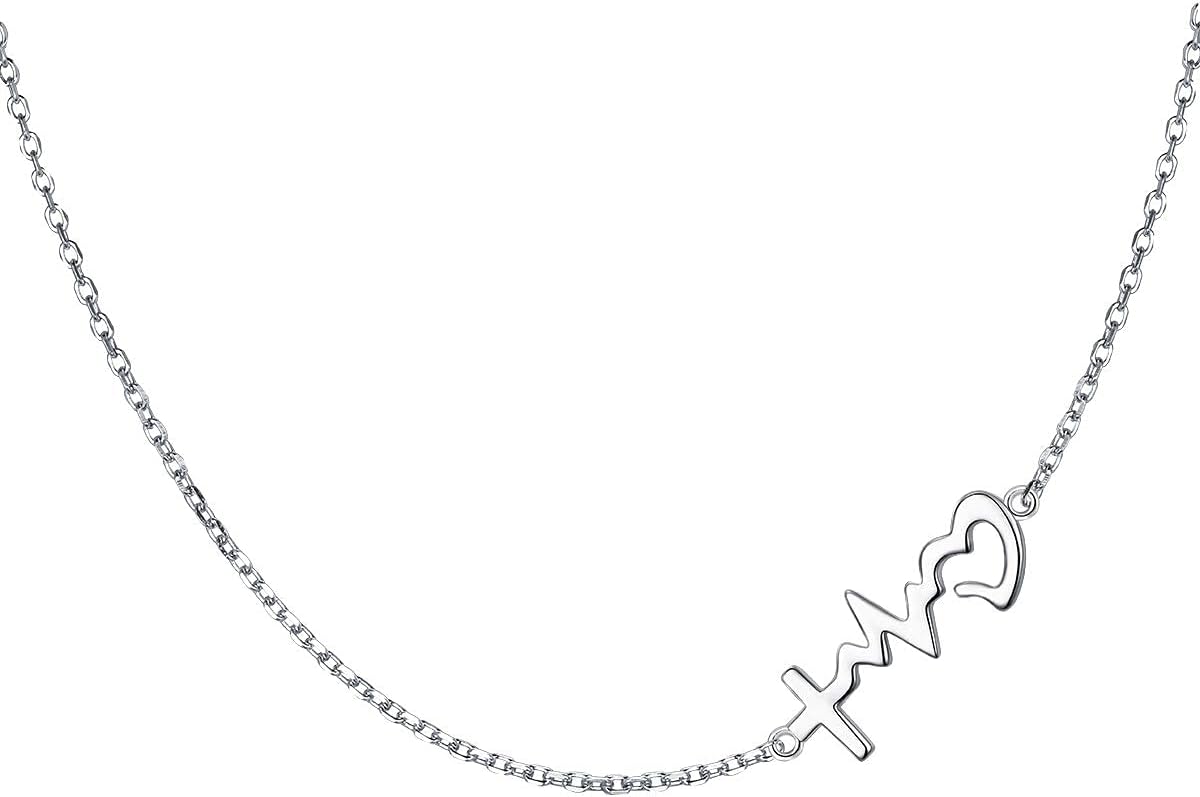 DAOCHONG Item Faith Hope Love Sideways Necklace and Item Faith Hope Love Chain Anklet Bundle