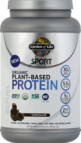 Image of Garden of Life Organic Vegan Protein Powder with Probiotics, BCAAs, NSF Certified, Gluten Free & Sport, Non GMO, Sport Protein Powder, 19 Servings, Chocolate (Pack of 6)