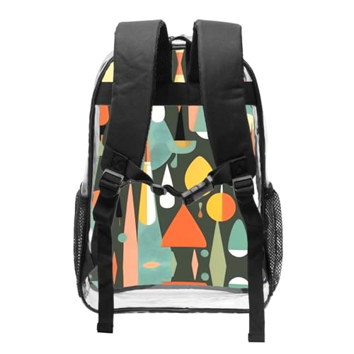 Sac à dos transparent noir multi-poches au design rétro moderne du milieu du siècle