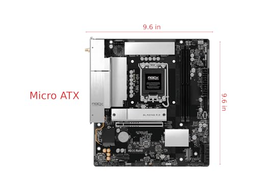 Image of ASRock B860M Rock WiFi Micro-ATX Motherboard, Supports Intel Core Ultra Processors (Series 2, LGA1851), DDR5 8333+ (OC), PCIe 5.0, 2.5G LAN, Wi-Fi 6E