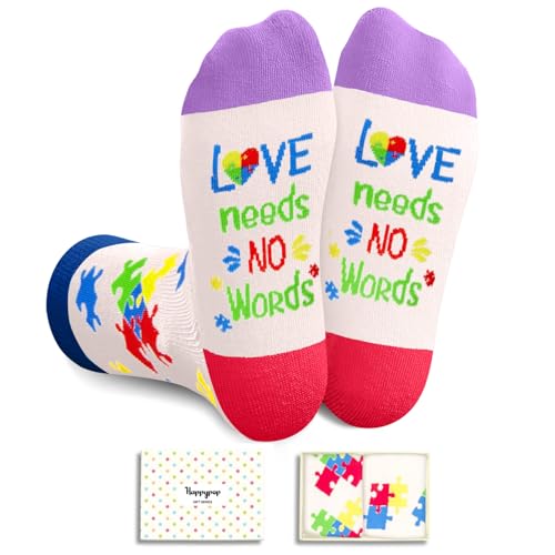 HAPPYPOP Gifts for Autistic Boys Girls - Autism Socks Autism Awareness Gifts, Autistic Socks for Kids 13-18 Year Old Adult Men Women