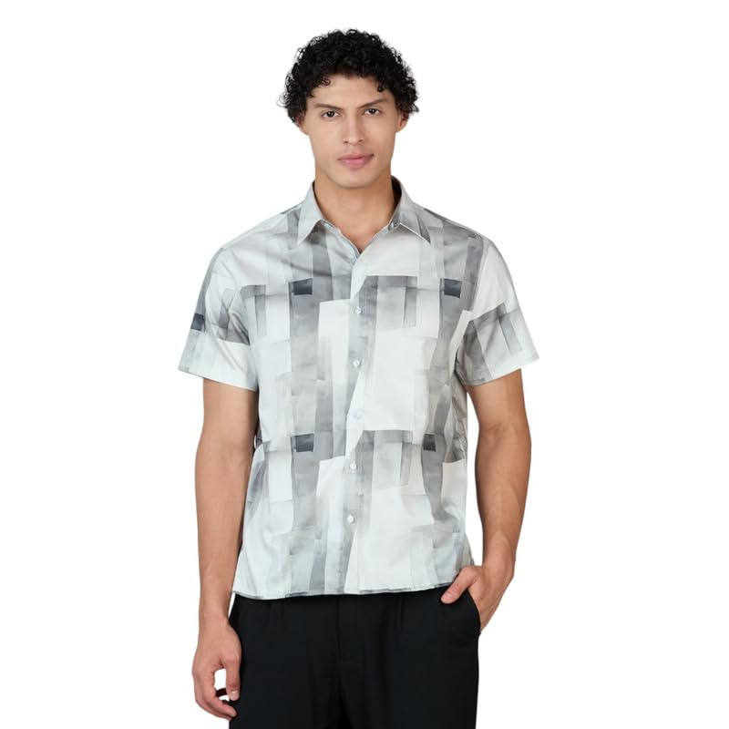 Image of MARK & ALBERT Men's 100% Cotton Printed Half Sleeves Regular Fit Shirt for Men