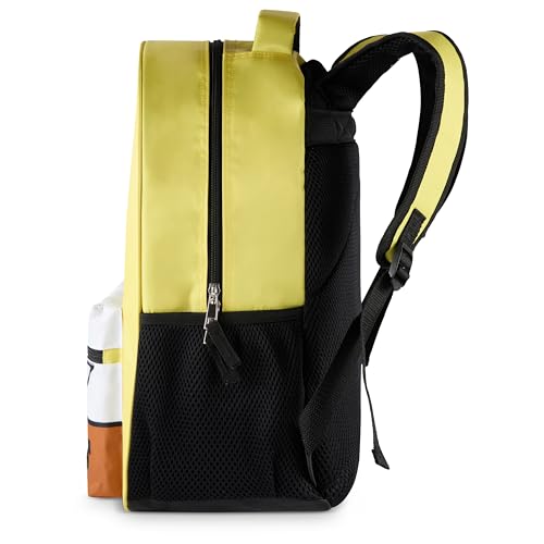 Image of AI ACCESSORY INNOVATIONS SpongeBob Square Pants Backpack for Boys & Girls, 16 inch Big Face Nylon Twill Bookbag w /Molded Hamburger Patty Dangle, Yellow