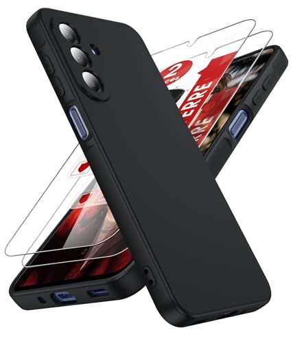 LeYi Coque pour Samsung Galaxy A17 5G Anneau avec 2*Verre Trempé, Housse de Protection en Souple Silicone Liquide, Etui Antichoc Cover Ultra Mince pour...