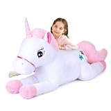 IKASA Giant Unicorn Stuffed Animal Plush Toy,Large Cute Jumbo Soft Toys,Huge Big Size Plushy Fluffy Fat Oversized Plushie,Gifts for Kids Girls Boys Girlfriend (White, 43 inches)