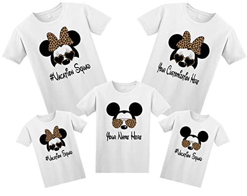 Leopard bow Mickey Minnie Family matching Leopard bow custom t-shirts, Family vacation Leopard bow glasses shirts,Mickey Personalized shirt, Custom Leopard bow Shirts for Family3