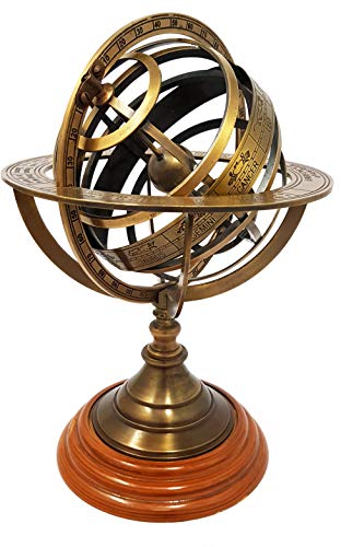 Brass Nautical - 8 inches Tall Antique Armillary Sphere Globe Replica Gift; Vintage Table Décor and Gift