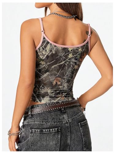 Women's Y2k Vintage Camo Print Camisole Spaghetti Strap Scoop Neck Cropped Cami Tank2