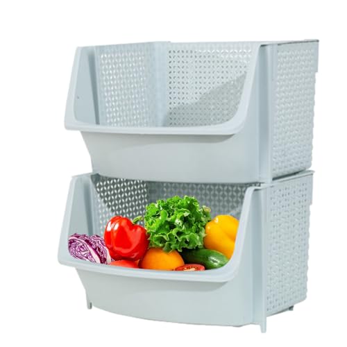 Pack Cestas Verdulero Plásticoo, Frutero Esquina Despensa, Apilable Para Almacenar Verduras En La Encimera, Cestas Apilables Para Almacenar Verduras Y Accesorios De Cocina Para Estanterías, Suelo
