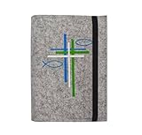 Gotteslobhülle Book cover Gotteslob Case Church Hymn book cover The God's praise Case communion gift Geschenk Kommunion Katholische (Grau, L)