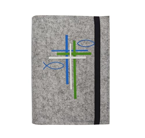 Gotteslobhülle Book cover Gotteslob Case Church Hymn book cover The Gods praise Case communion gift Geschenk Kommunion Katholische (Grau L)