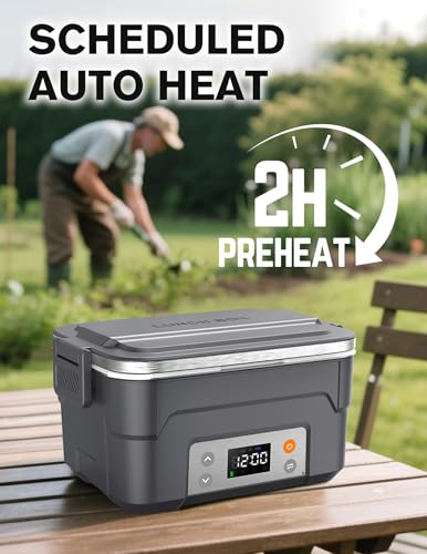 EAST OAK XL 6.3-Cup Cordless Electric Lunch Box for Adults, Heated Lunch Box for Men with Scheduled Heating, Portable Car Food Warmer with Utensils, Two-Tier Bag, Removable Divider - Thumbnail 4