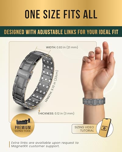Image of MagnetRX 3X Strength Titanium Magnetic Bracelet - Magnetic Bracelets Men - Premium Fold-Over Clasp & Adjustable Length with Sizing Tool