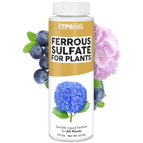 Ferrous Sulfate for Plants Liquid Iron Sulfate for Plants for Greener Leaves Improved Chlorophyll Production & Reduced Yellowing 8 oz