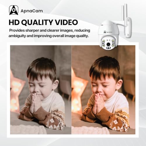 Image of ApnaCam 3MP Wi-Fi Full Color Outdoor Smart Security Camera | 360 with Pan & Tilt | Two Way Talk | Human Detection | Night Vision | Supports SD Card (up to 128 GB)