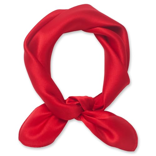 GHGMAO 100% Mulberry Silk Scarf 21 Lightweight Square Neckerchief Breathable Solid Small Headscarf Red Bandana Cowboy Scarves for Men Women