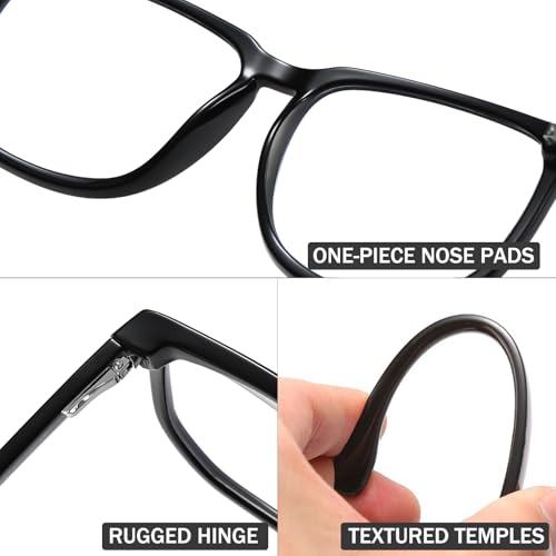 Image of TR90 Oversized Blue Light Blocking Glasses Men Women Ultralight Nerd Square Computer Games Black Large Eyewear
