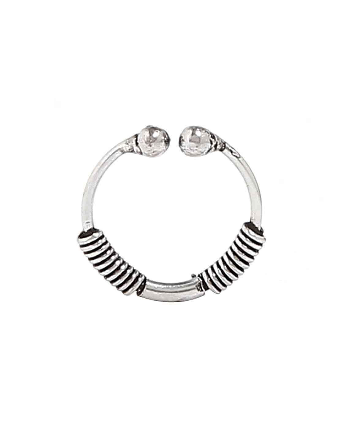 abhooshan Pure 92.5 Sterling Silver Press On Nose Ring | No Piercing required - Just Clip-On. Stylish Septum Couch Helix | With Certificate of Authenticity (Stylish Oxidized Pure Silver) (B0BZP7Y79J) Amazon Price History, Amazon Price Tracker