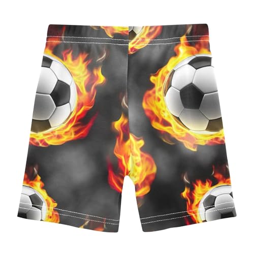 Cool Soccer Balls Fire Gray Toddler Girls Biker Shorts Cotton Under Dress Shorts Print 4t Summer Clothes2