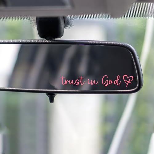 Image of Miarita 3X Trust in God Rearview Mirror Decal, Vanity Mirror Stickers, Rear View Mirror Sticker, Car Mirror Stickers (Trust in God Pink)