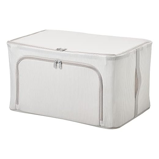 HEMMAFIXARE Storage case, 34x51x28 cm, Fabric Striped/White/Grey