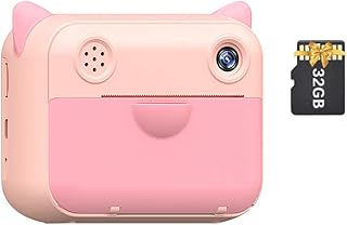 Andoer Linda câmera de impressão instantânea infantil 1080p câmera de vídeo digital lente de câmera dupla de 12 MP tela LCD de 2,4 polegadas bateria embutida com cartão TF de 32 GB Festival de aniversário para crianças meninos e meninas