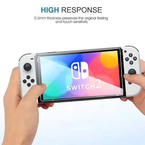 KUSINHOKA Folia ochronna do Nintendo Switch 2 2025, 2 sztuki HD przezroczysta [odporna na zarysowania] folia pancerna, ochrona przed odciskami palców szkło hartowane [bez pęcherzyków] wysoka czułość