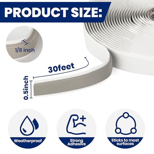 ADHES Butylband Dichtungsbänder, 12mm x 9m x 3mm 1 Rollen, Tape Wasserdichtes Klebeband für Teichbau, Bauwerke, Fassaden, Dach, Wohnwagen, Fenster, Container, Flachdach Grau Butyl sealant Tape