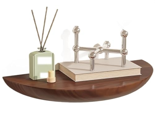 BLUEZY Estantes De Pared Flotantes Semicirculares De Madera Maciza Elegantes Estantes Flotantes Baldas Flotantes Pared Madera Decoración Y Almacenamiento para Dormitorio B,38cm