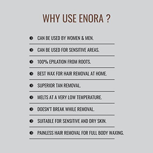 Image of ENORA Brazilian Stripless Wax Beans for Women (250g) | With Wooden Spatula | Natural | For Face, Chin, Hairline, Bikini Area & Full Body Hair Removal (250 Gram, White Chocolate)