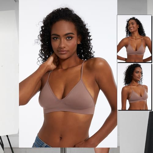 Image of Seamless Bra for Women Low Back Bralette Wirefree Spaghetti Bra with Padded Removeable